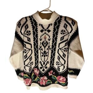 Rebecca Stone Vintage 80’s Knit Floral Sweater, Medium